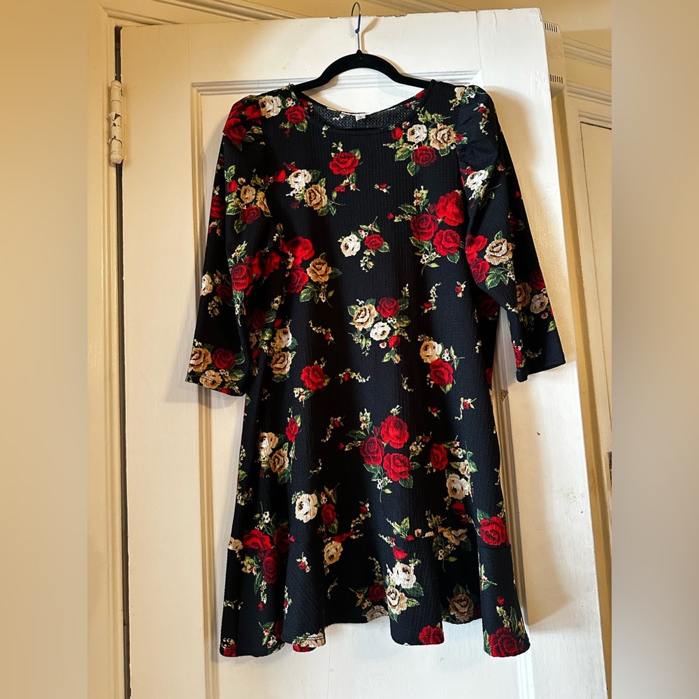 Miss Selfridge London Drop Waist Rose Print Dress size 10